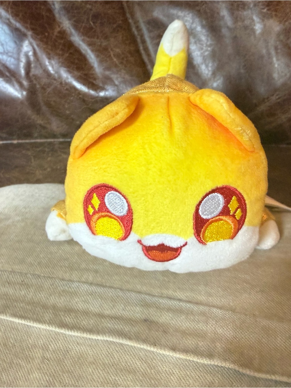 Bright Yellow & White Plush Small Pet Toy - Cute Squeezable Companion